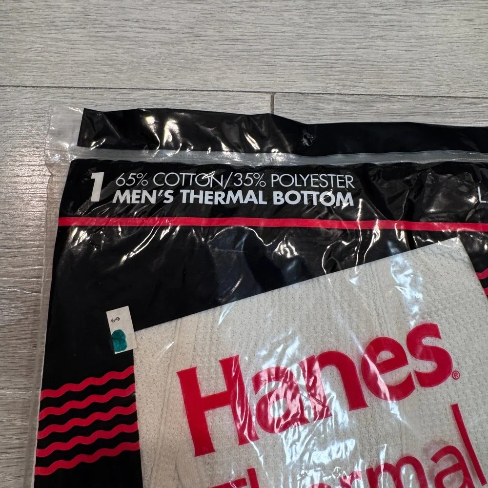 90s Hanes Mens Thermal Bottoms White Waffle Long Johns Size Large 1540 Vintage